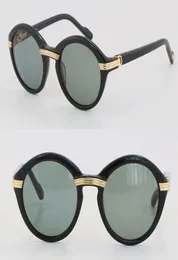Hela säljer vintage 1991 Original Round Plank Solglasögon 1125072 Fashion Mens Sun Glasses C Decoration 18K Gold Brown Lens F6464299