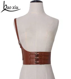 2019 Women039s Wide Elastic Leather Belt Casual Corset Belt Shoulder Straps Decoration Waist Belt Girl Dress Suspenders Q06242557743