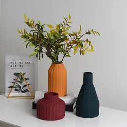 Вазы Nordic Ins Simple Roman Post Ceramic Vase Living Room Творческая сушена для цветочных украшений Morandi Цвет современное украшение