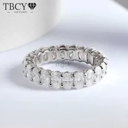 Anéis de casamento Tbcyd 6.6ct d cor anel de diamante moissanita de corte oval para mulheres 925 Sterling Silver Luxury Enternity Band for Wedding Classic 240419