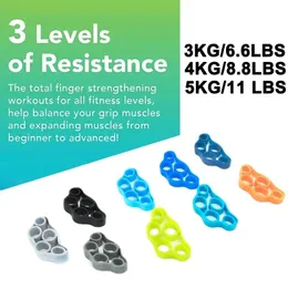 Conjunto de 3 Banda de resistência à força de força de dedo de silicone Banda de resistência à mão portátil Grip de punho de punho Finger Trainer Exercício de maca