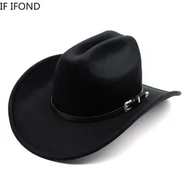 Chapéu de cowboy ocidental vintage para homens cavalheiros jazz jazz cowgirl com couro largo brim coche igreja sombrero hombre taps 240415