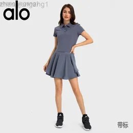 Desginer Alooo Yoga Top Shirt Clothe Short Woman Fitness Short Sleeve Womens Relaxing Breathable Garment Light and Thin Quick Dry Outdoor Soldier Tennis Sport Polo S