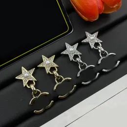 Proste kolczyki z upuszczeniem projektant Crystal Crystal Star Charm Kolczyki 18K Gold 925 Silver Plated Ear Stud Women Party Wedding Party Akcesoria biżuterii