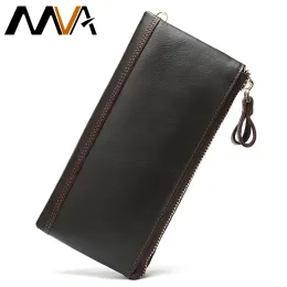 Portfele Mva oryginalny skórzany portfel męski mężczyzna długa torebka męska portfel skórzany z monety Slim Pockets for Telefone Men's Clutch Work 9031