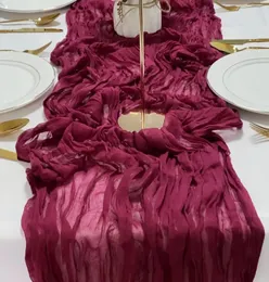 90*400 cm Burgundy Cheesecloth Table Runner per ricevimento di nozze Sheer Bridal Birthday Birthday Party Table Table Decoration 240419