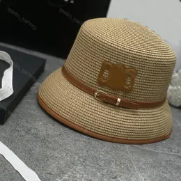 Summer Projektantka Kobiet Bucket Hats Straw Hat For Man Fashion Beach Cap Unisex Grass Braid Ochrona przeciwsłoneczna Moda Płaskie czapki C Sunhat Cappello Akcesoria Khaki 2024