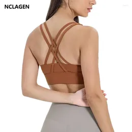 Yoga-Outfit Nclagen Sport Bras Frauen Fitnessstudio Designer Cross Rücken hochwirksam Suport Yogatank Top Abnehmbares Brustpolster Push-up Running Unterwäsche