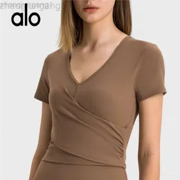 DESGINER ALOOO YOGA ALOE SHIRT CLOGHE DONNA YOGA NUOVA Abito sexy a maniche corte corta femmina