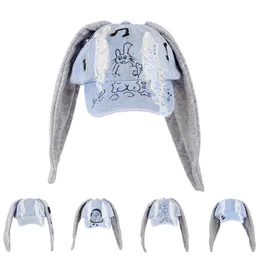 Jeans Minji Haerin Omg Stage Long Rabbit Ear Hat Y2K Style Denim Blue Baseball Cap Fashion Hip-Pop Cap Para Birthday Prezenty 240419