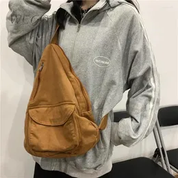 Backpack Teenager Canvas Bag único Feminino Estudante Coreana Ecologia Eco-Amigável Cotton Fabric Stylish Concise Crossbody