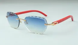 Direct s en yeni moda yüksek gravür lens güneş gözlüğü 3524019 kırmızı doğal ahşap çubuklar gözlük boyutu 5818135mm3710532