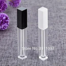 Storage Bottles 20/40pcs Classical White Black Lid Empty Lip Gloss Wand Tube Square Clear Lipgloss Refillable Bottle DIY Container