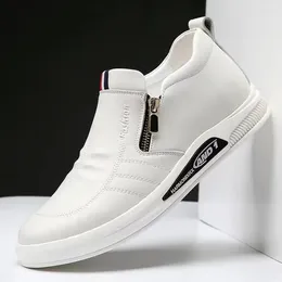 Casual Shoes skóra dla mężczyzn Trend Mokorki marki jesienne zamek błyskawiczny Flat Man's Sneakes Busines