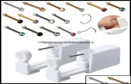 Piercing Kitleri Dövmeler Vücut Sanat Sağlığı Güzellik Güzellik Disposable Güvenli Steril Pierce Ünitesi Gem Burun Saplamaları Silah Piercer Aracı Hine Ki5976267