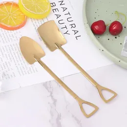 Baking Tools 2Pcs/Set Stainless Steel Flat Shovel Point Spoons Coffee Tea Spoon Ice Cream Dessert Tip Scoops Tableware Set Kitchen