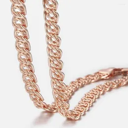 Kedjor trendsmax halsband för kvinnor män 585 rosguld snigel trottoarklänk kvinnors gåva smycken 7mm 45 cm-60cm gn326