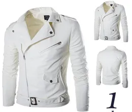 MS PU LEATHER JACKE COER MEN 2018 VIT FÄRG INCLINE DUMPER STäng ned krage Lång ärm Motorcykelcykel Jackor 6930483