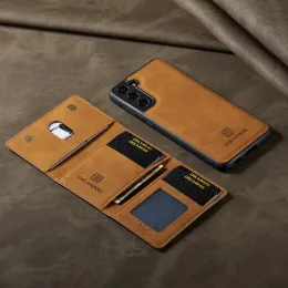 Plånböcker retro läder plånbok kortplats för Samsung Galaxy S22 S23 Ultra S21 S20 FE plus A53 A34 A54 avtagbar magnetisk bakre fall