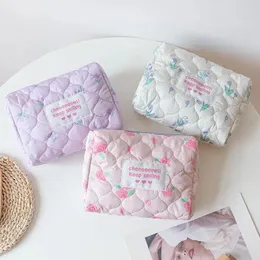 Bolsas de cosméticos Bolsa de lona embreagem pequena organizadora de maquiagem de grande capacidade Caso de beleza de beleza fofa de beleza fofa