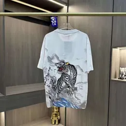 2023 Sommer New Fortune Color Print Kurzarm Lucky Cloud Tiger China-Chic Social Fashion männliches Paar T-Shirt 433539