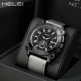 Orologi da polso helei moderno stile urbano khaki field field multifunction quarzo movimento 2024 orologi da uomo