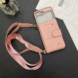 Caixa de telefone de rebite floral clássico para Samsung Z flip 5 4 3 Vogue com estilista Vogue slot slot de bolso dobrável 5 dobra 3 Proteção de couro Tampa de luxo