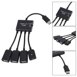 Type-C 31 4 In 1 Micro USB HUB OTG Kablo Uzatma Adaptörü Android Samsung Tablet Hub için Güç Kaynağı Çok yönlü ve verimli