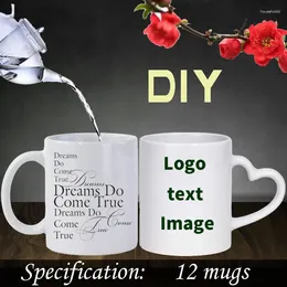 Tassen 12 PCs DIY Custom Ceramic Tasse Personalisierte Kaffee Milch Tasse 350ml 12oz kreatives Geschenksdruck Bild po Logo Text