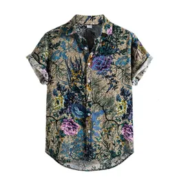 Гавайские цветочные тропические рубашки мужчины Davn Tops Summer Casual Complete Commise Cemise Lose Farse Blusas 240403