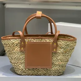 new Le petit panier soli beach basket bag luxury designer straw woven leather handbag top handle tote bag fashion shopping casual vacation crossbody bag high quality