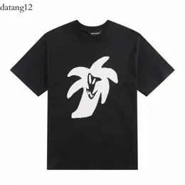 Designer lyxiga palmer vinkelskjorta palmer vinkelmärke kokosnöt träd par korta ärm palmer t shirt mönster bläckstråle björn graffiti bokstav p 7718