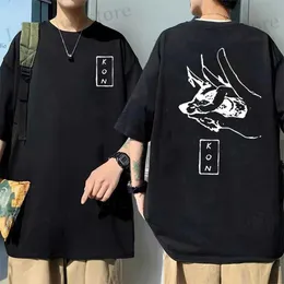 T-shirts masculina Anime Man Hayakawa Aki Devil Kon Print Tshirt Men Camisetas de algodão macio masculino Mulheres camiseta strtwear t240419