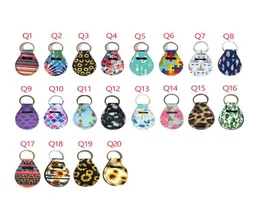 SBR Neoprene Quarter Holder Keychain Diving Material 20 Olika mönster Mönster Floralt tryck med Metal Ring5655316