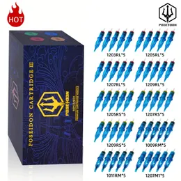 POSEIDON 50PCS Mixed Professional Tattoo Cartridge Needles with Membrane Safety Cartridges Disposable Tattoo Needle 240419