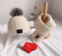 Beretti Baby Hat Autumn and Winter Children SCARF Set Boys Girls Cute Knitting Wool Designer per Kids4079762