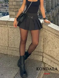 Kondala Vintage Casual Chic Women Skirt Solid Short Short Short Short Fashion Fashion 2024 Summer Holiday Mini Skirt 240419