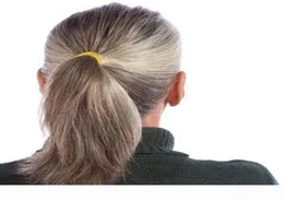 Echtes Haar grau silberne menschliches Haar Dunkeles Salz und Pfeffergrau Scrunchie Extension Ponytail Ideal Hinzufügen Länge 120G7406706