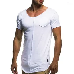 Herrdräkter b3828 män mode lapptäcke t shirt kort ärm solid t-shirt casual sommar topp tee skjortor mens fitness slim camiseta