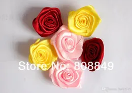 Cream Fabric Rosebuds NoSew Fabric Rose DIY Handmade Satin Ribbon Rosette Fabric Flowers For Baby 100pcsLot 6989068