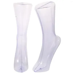 Placas decorativas 2 PCs Plástico transparente molde de pé falso Mannequim para o visor da tornoziga de meia