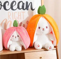 Creative Cute Fruit Transform Bunny Plush Doll Kids Gift Fylld Strawberry Rabbit Morot Rabbits Plush Toys DF196