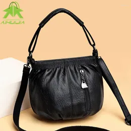 Shoulder Bags Luxury Retro Women High Quality Pu Leather Frills Designer Brand Handbag 2024 Fashion Simplicity Messenger Bag