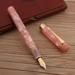 Pens Luxury Brand JinHao 100 Acrylic Fountain Pen Golden Spin Sakura Pink Business Office School Supplies