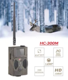 كاميرات الأشعة تحت الحمراء Celluar Trail Camera 16mp 1080p تصفيف الصور HC300M كاميرا Wild 2G MMS GSM SMTP Wireless Hunting Chasse