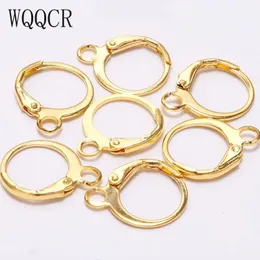 WQR grossist 925 Sterling Silver Color and Gold Hoop Spake Back Ear DIY Drop Earring 50pcslot 15mm Handgjorda smycken Fynd 240410