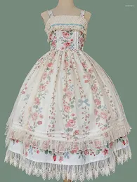 Casual Dresses Rose Morning Dew Cotton JSK Mid Length Elegant Lolita kjol Party Dress av Infanta