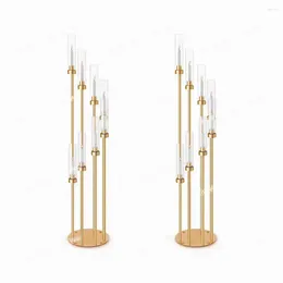 Party Decoration NO Candle)Acrylic Sliver/Gold Candle Holders Candelabra Centerpieces Wedding Table For Centerpiece