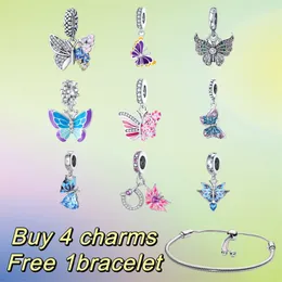 Nuovo designer Charm Bracciale classico Blu Pink Phantom Butterfly Creative Pendant Perle adatte per i braccialetti di Pandora Braceletti Gioielli Regali da donna all'ingrosso