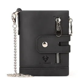 Wallets HUMERPAUL Men Bifold Wallet with 2 Bill Comparments Cowhide RFID Male Money Card Holder Purse Short Double Zipper Coin Pockets